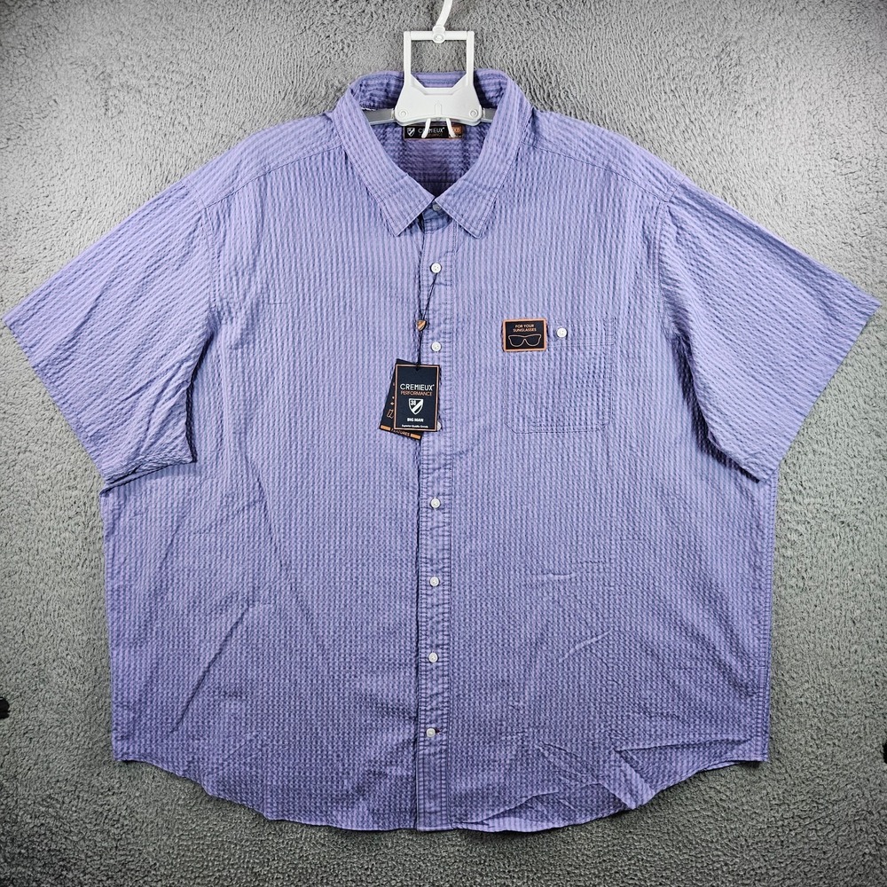 NEW Cremieux Performance Shirt Men 4XB‎ UPF 30+ Short Sleeve Purple Striped